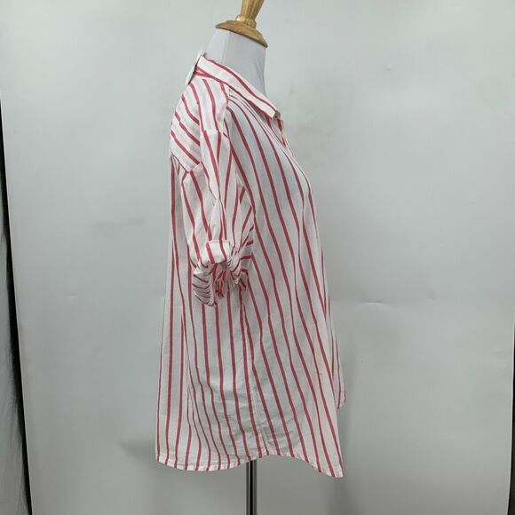 Gap Shirt Womens M Medium White Red Striped Short Sleeve Button Front Cotton - Picture 5 of 14